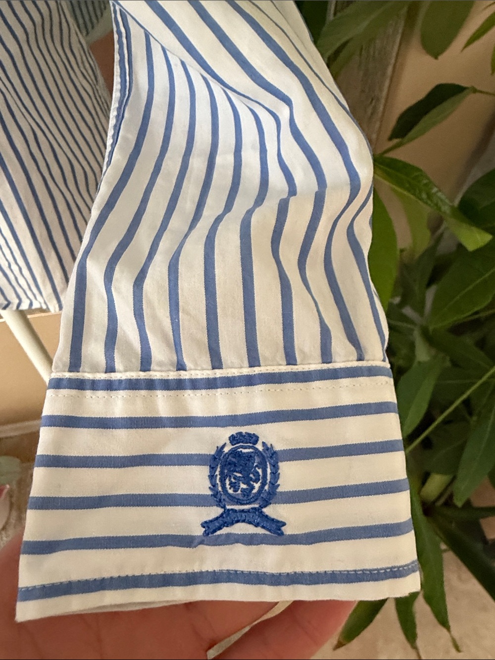 Tommy Hilfiger Blue and White Striped Button-Up Shirt - Picture 2 of 4